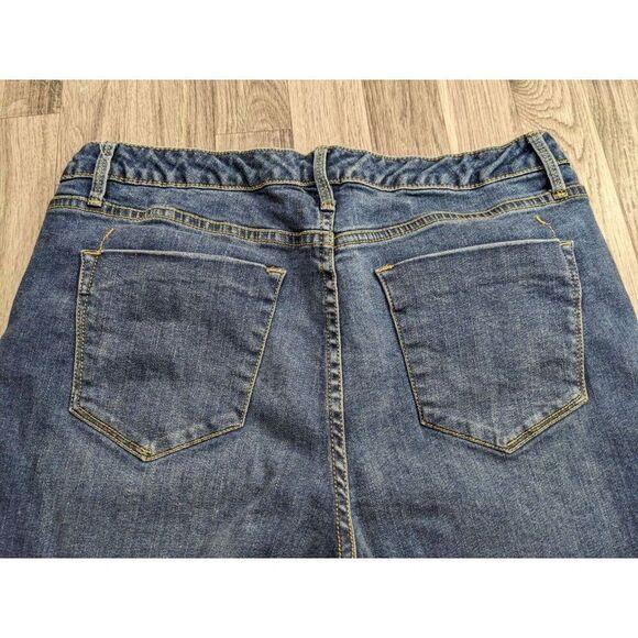 (3/$35) Mossimo Size 14 / 32 Whiskered High Rise Skinny Pockets Denim Blue Jeans - Picture 3 of 10